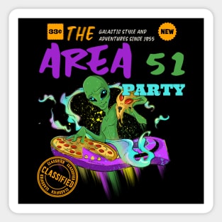 Pizza Party Space Alien DJ Sticker